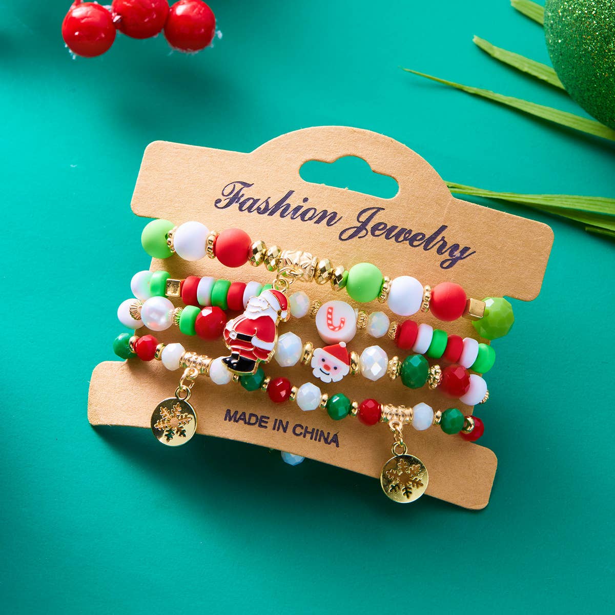 CHRISTMAS COMBINATION COLORFUL ELASTIC BRACELET_CWAJE2381