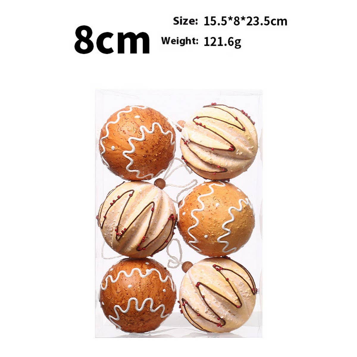 6PCS 8CM GINGERBREAD FOAM CHRISTMAS BALL SET_CWMM9830