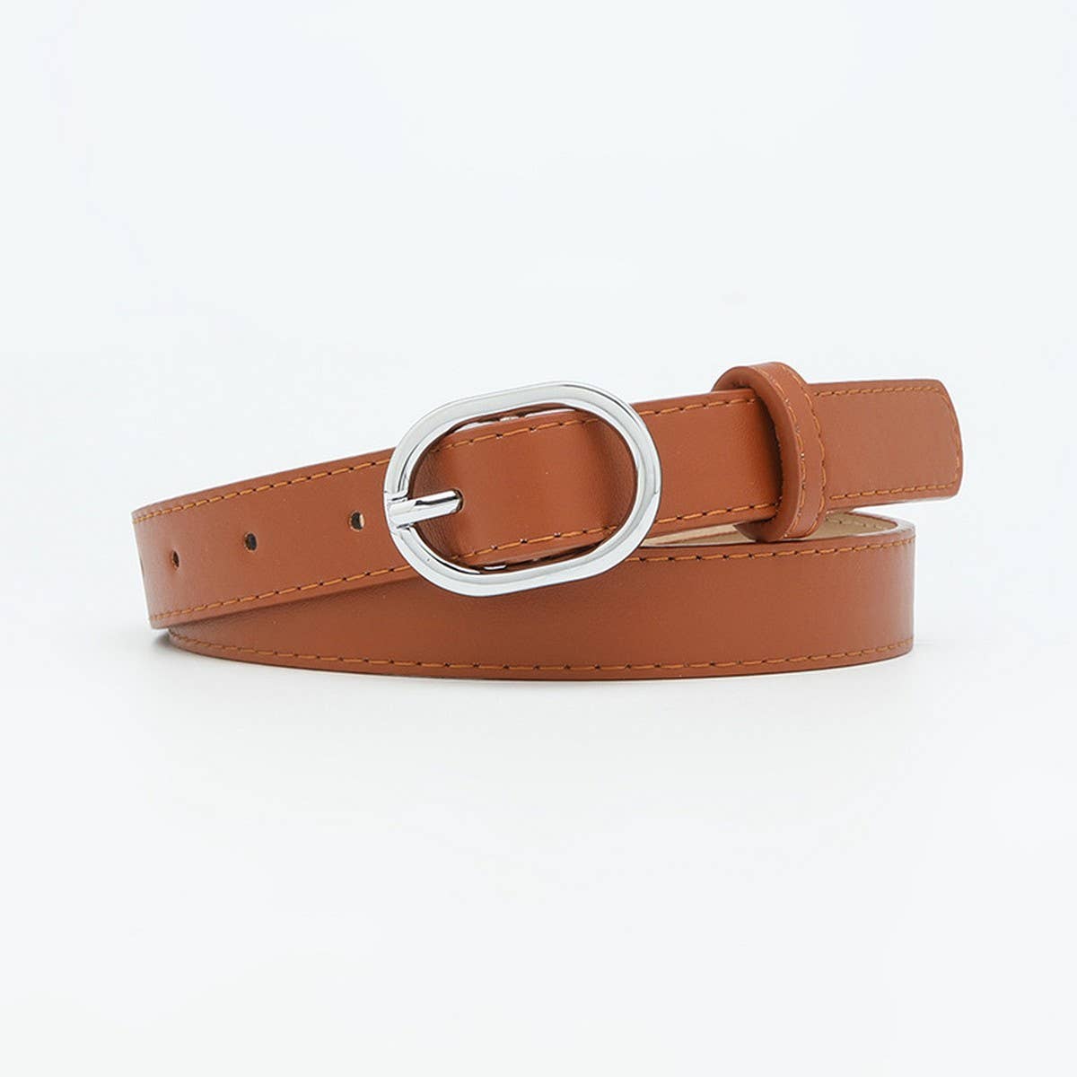 Womens Belt With Simple Silver Buckle Decoration_Cwmm0766