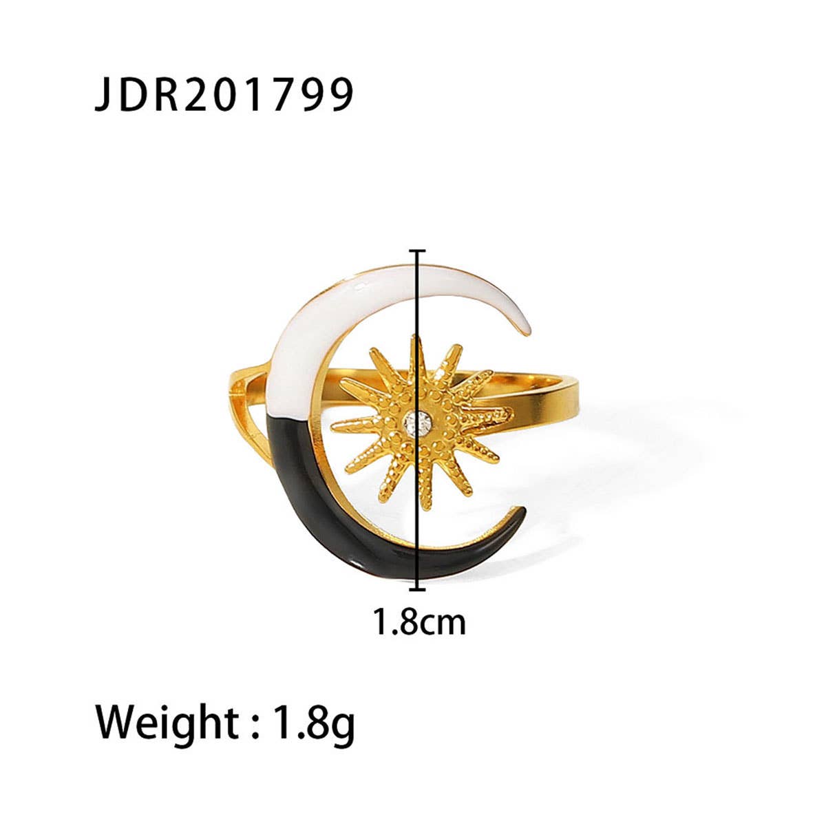 18K GOLD PLATE DRIPPING MOON STAR RINGS_CWAJE0626