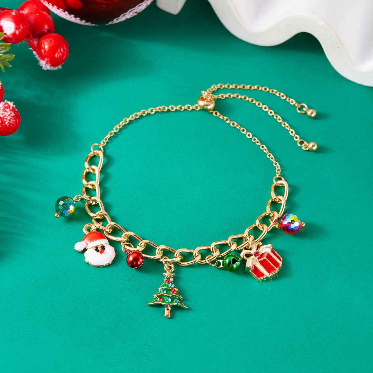 CHRISTMAS BELL WREATH PULL OUT BRACELET_CWAJE2392
