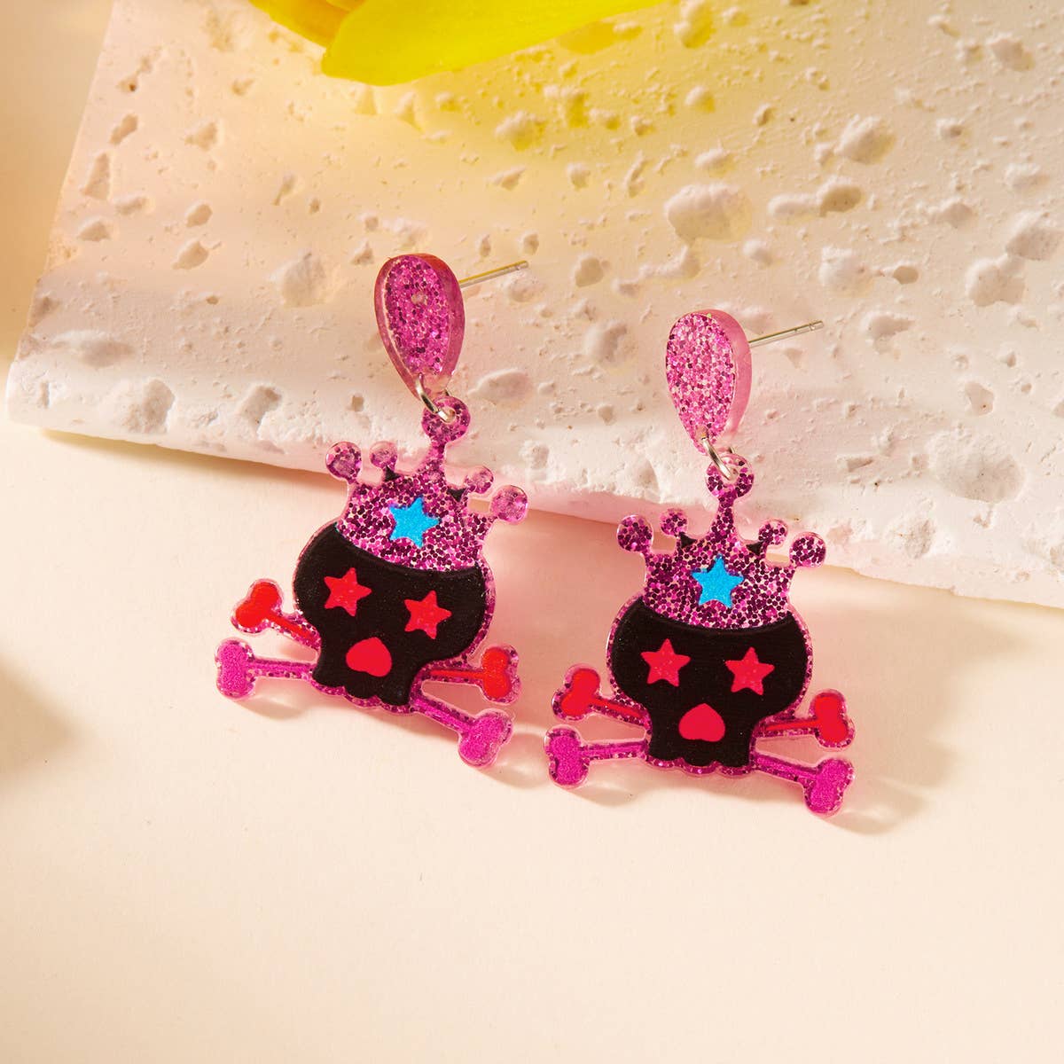 HALLOWEEN SKULL PRINT EARRINGS_CWAJE2447