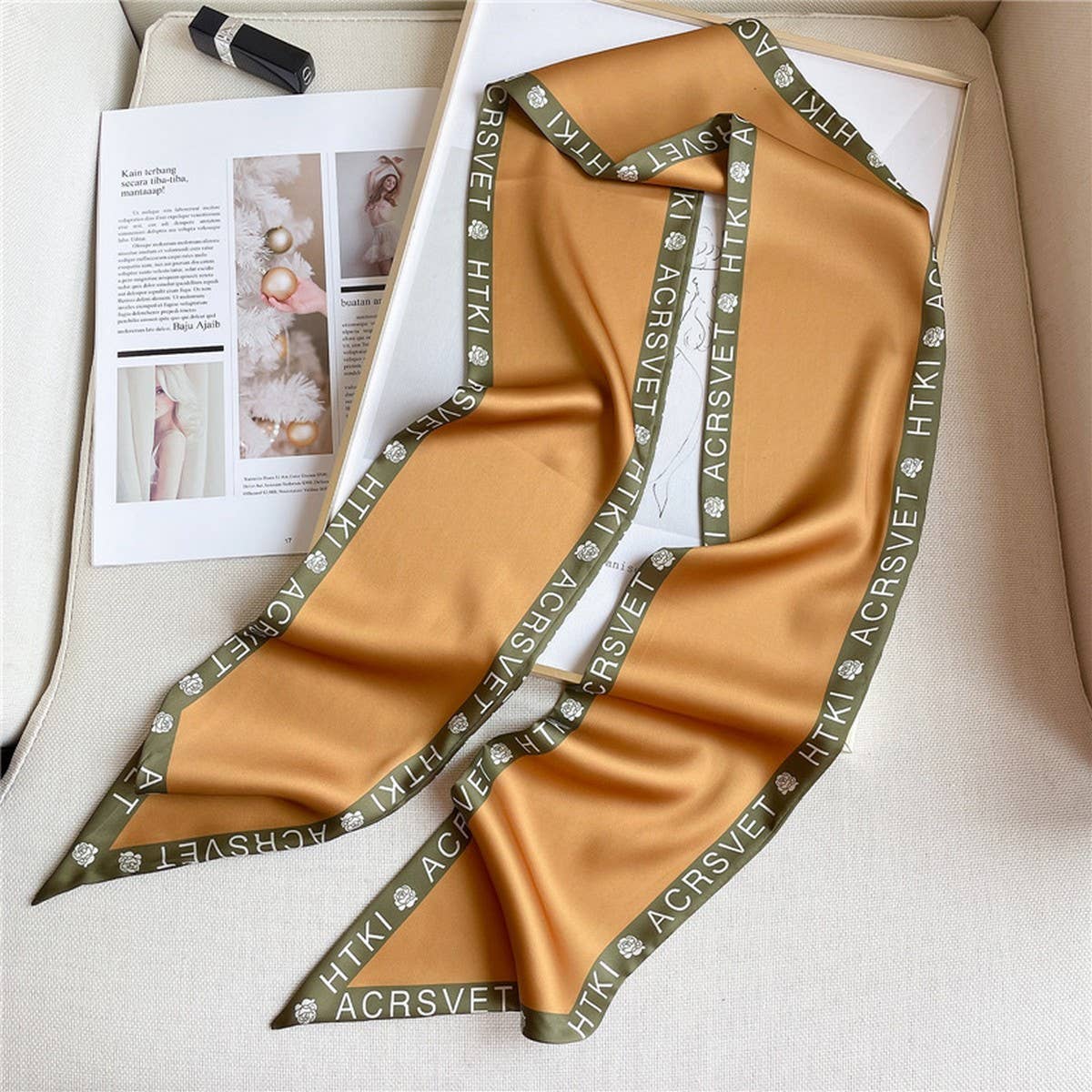 Wide Bevel Scarf With Printed Pattern Head Scarf_Cwasc1528