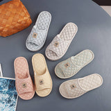PLAID COTTON FLOOR SLIPPERS WITH THICK SOLE_CWSHF0190