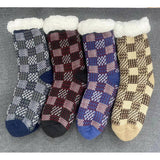 MEN KNITTED PLAID PLUSH INDOOR SLIPPERS_CWMS0714