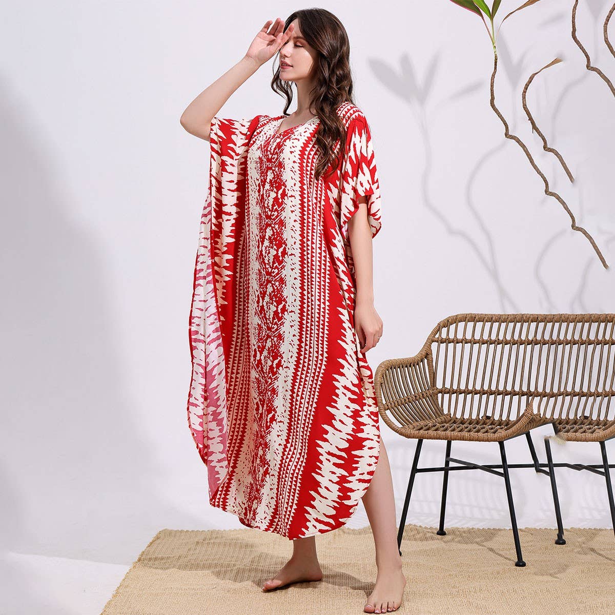 SNAKE PRINT COTTON BLEND BEACH COVER UP_CWMM6144