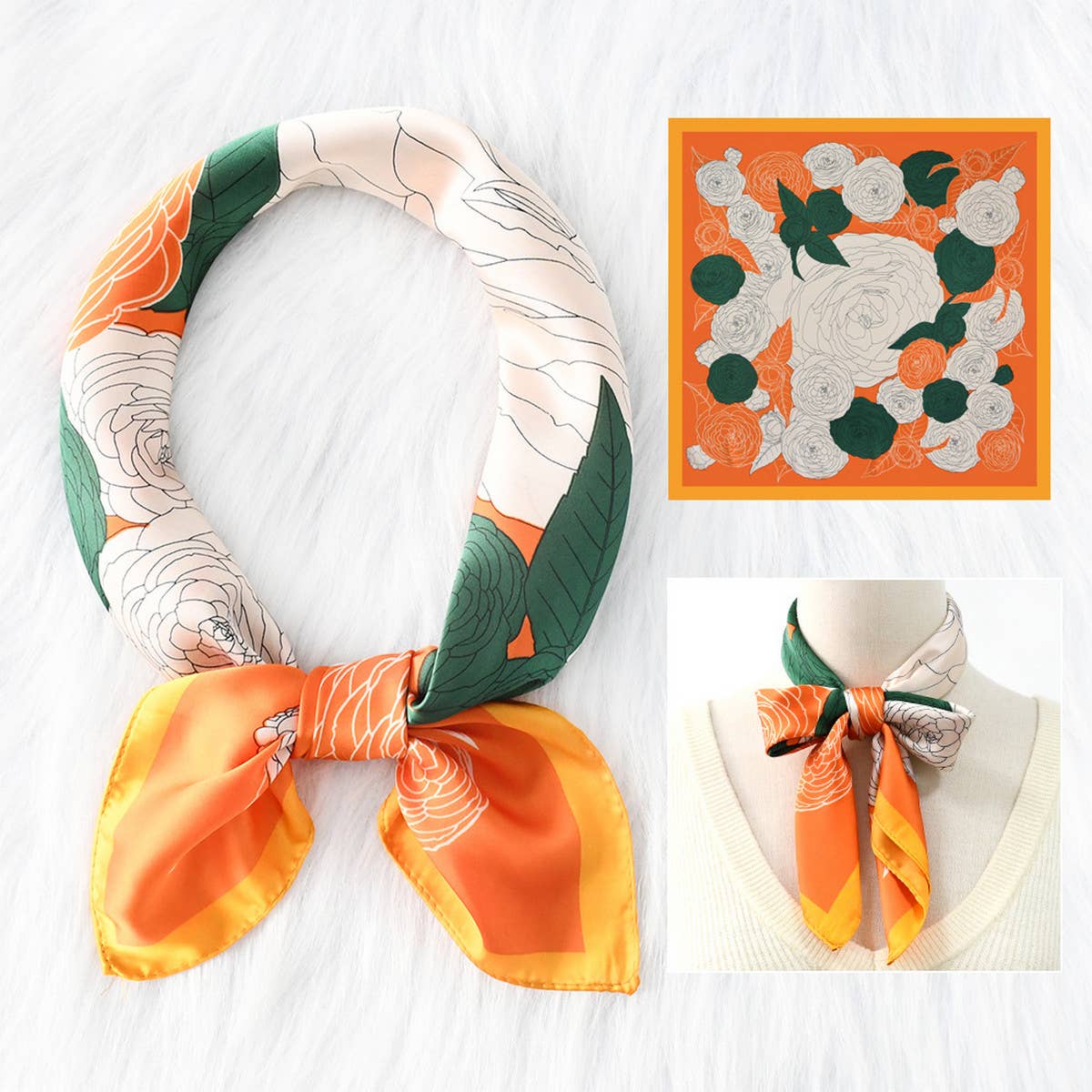 NEW FLORAL FLOWER SQUARE SCARF_CWASC1165