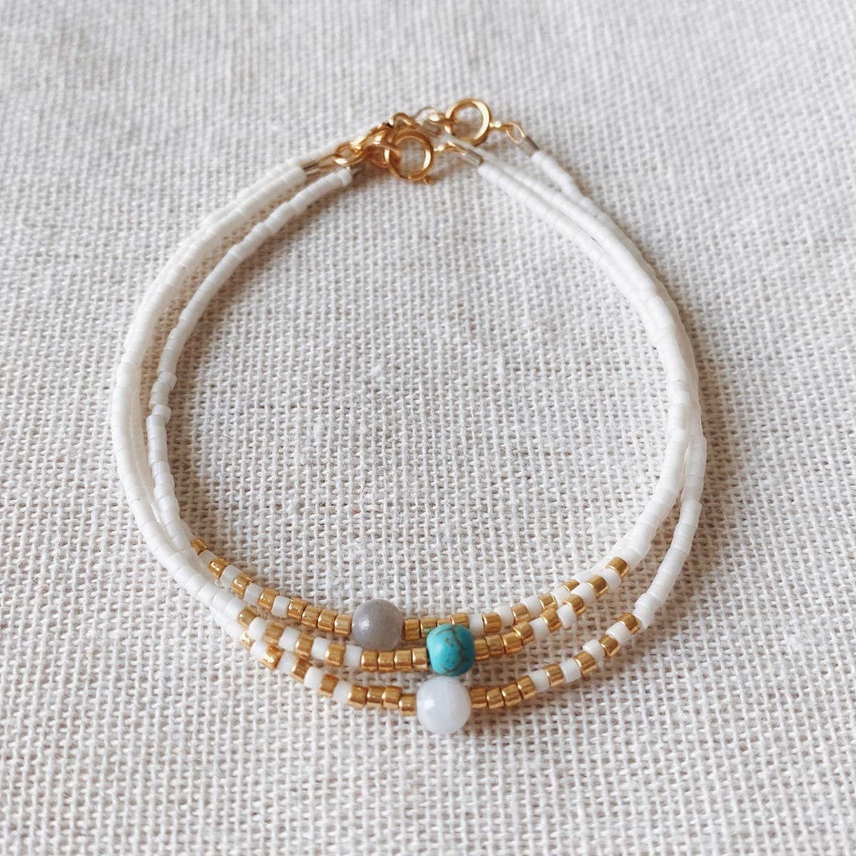 4MM POLISHED SEMI PRECIOUS STONE BRACELET_CWMM3885