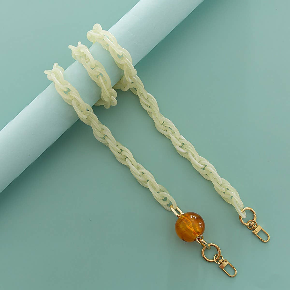 RESIN ACRYLIC LARGE LANTERN BEADS BAG CHAIN STRAP_CWMM5106