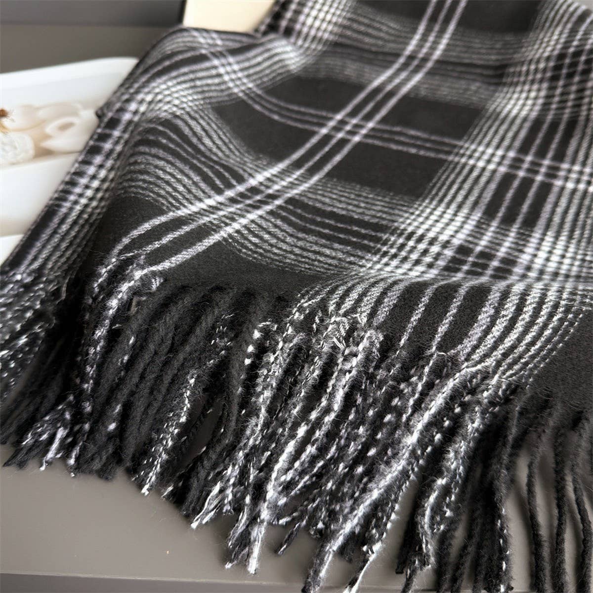 Checkerboard Winter Warm Cashmere Feel Scarf_Cwasc03262