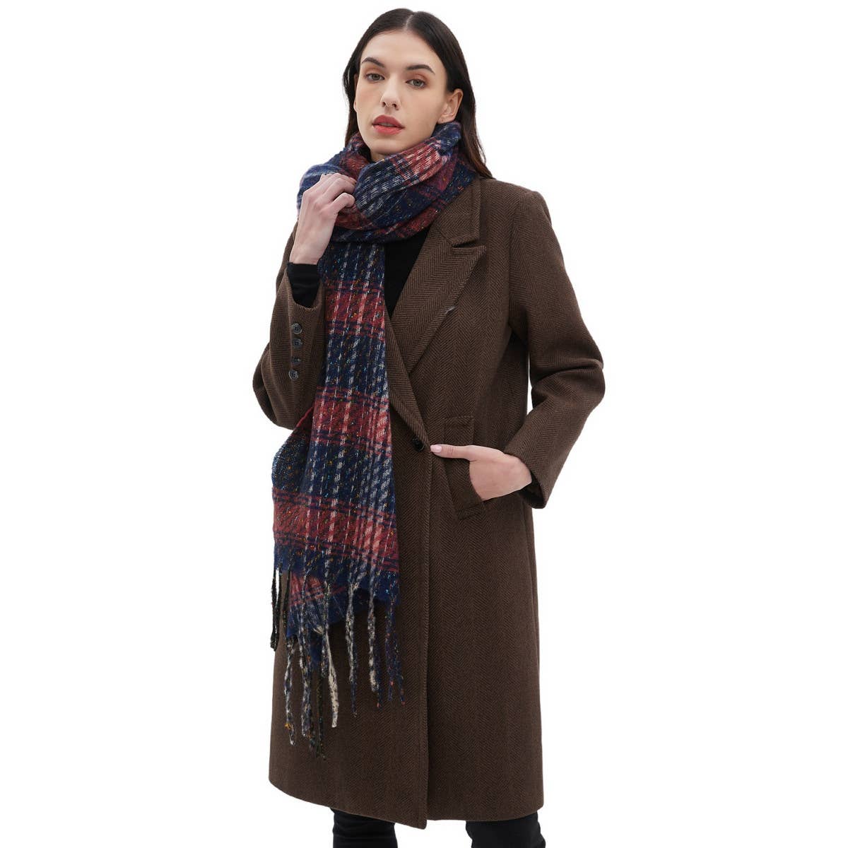 MIXED PLAID FRINGE SCARF UNISEX WINTER SHAWL_CWASC1282