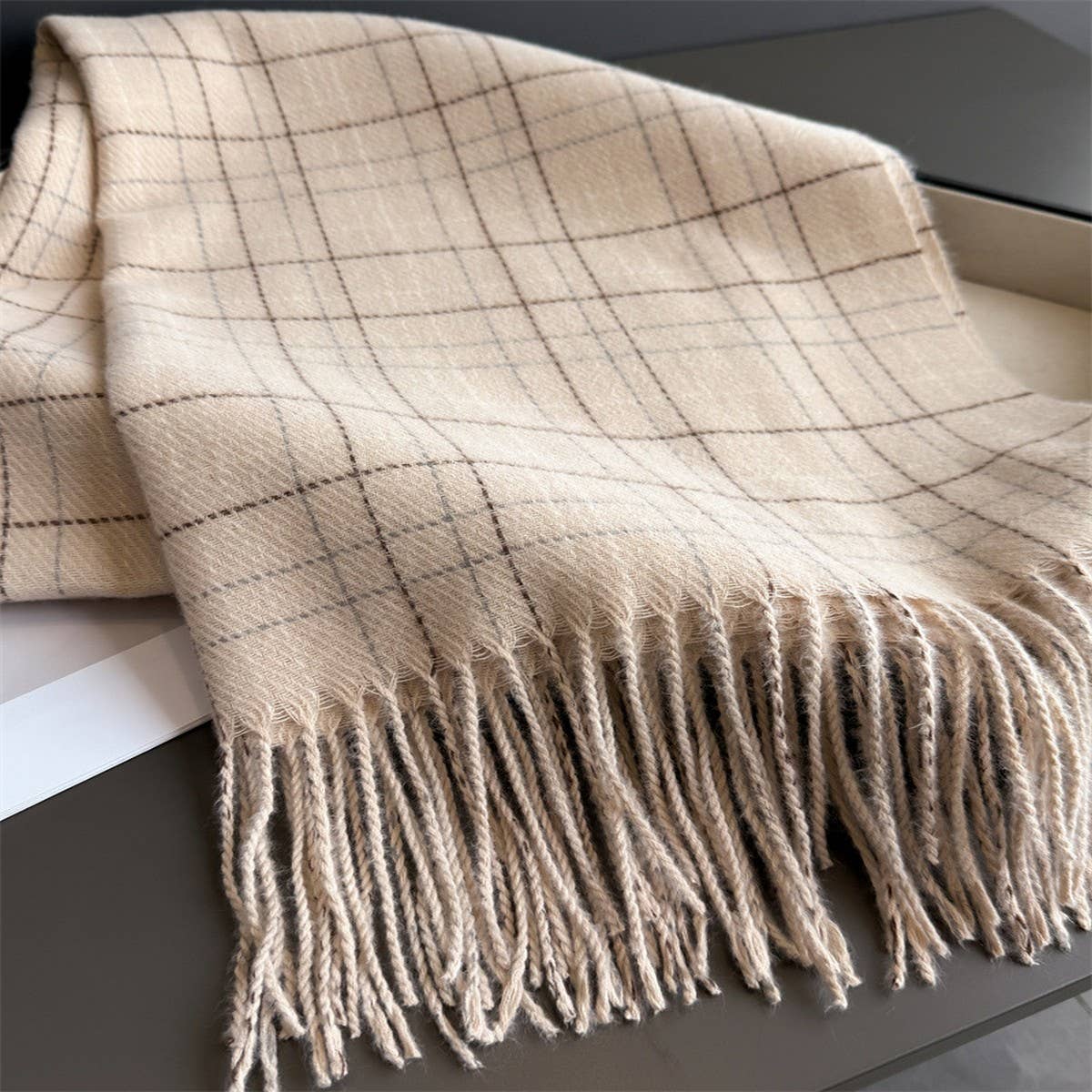 Chic Plaid Tassel Scarf Soft Cashmere Feel Wrap_ Cwasc03271