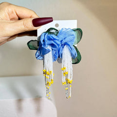 HANDMADE FLORAL TASSEL EARRINGS LONG STATEMENT_CWMM6171