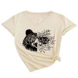 Trendy V-Neck Short Sleeve Shirt For Women