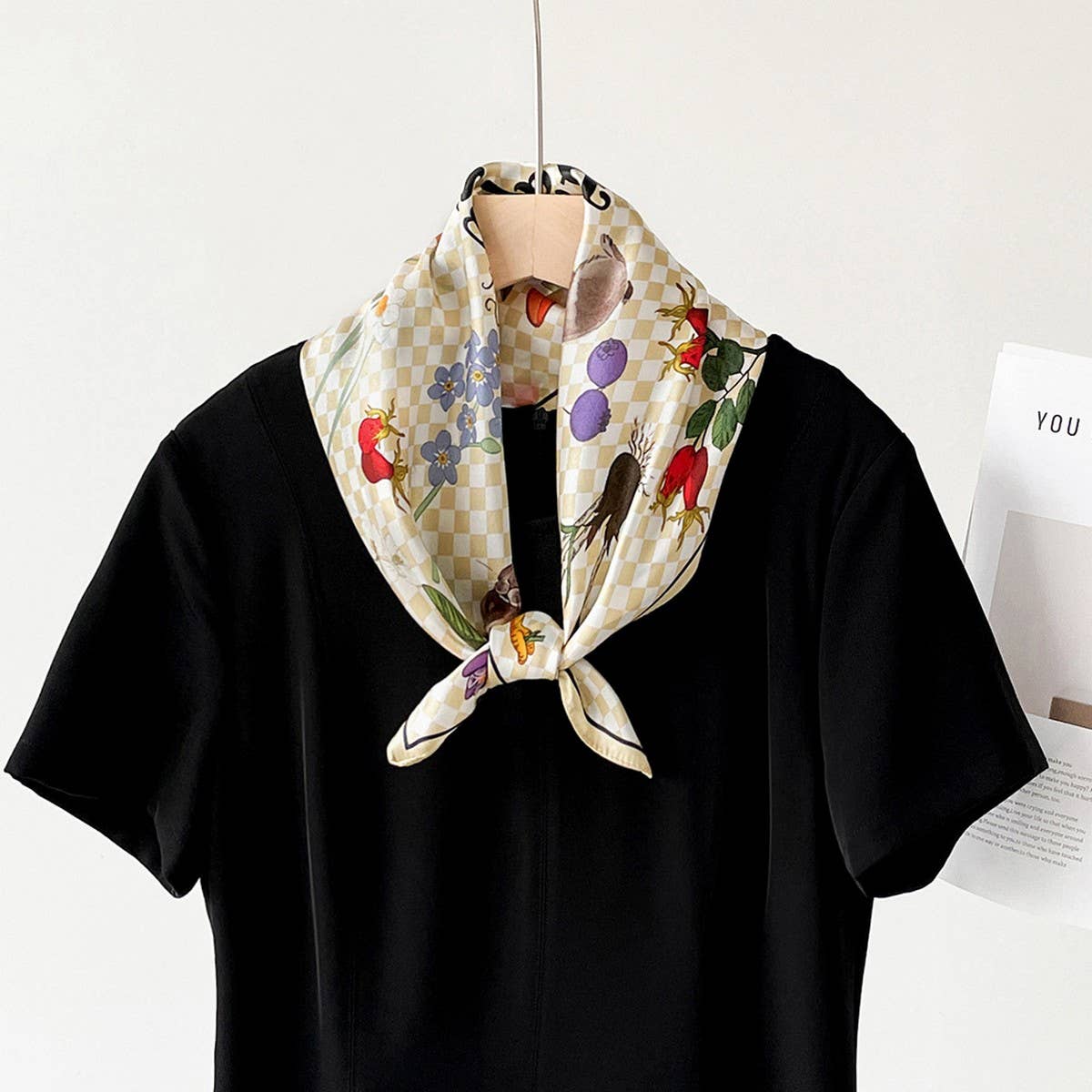 SILK SQUARE SCARF ELEGANT CHINESE FLORAL PRINT_CWASC0814