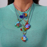 COLORFUL GLASS FISH OCEAN PENDANT NECKLACE_CWMM7525