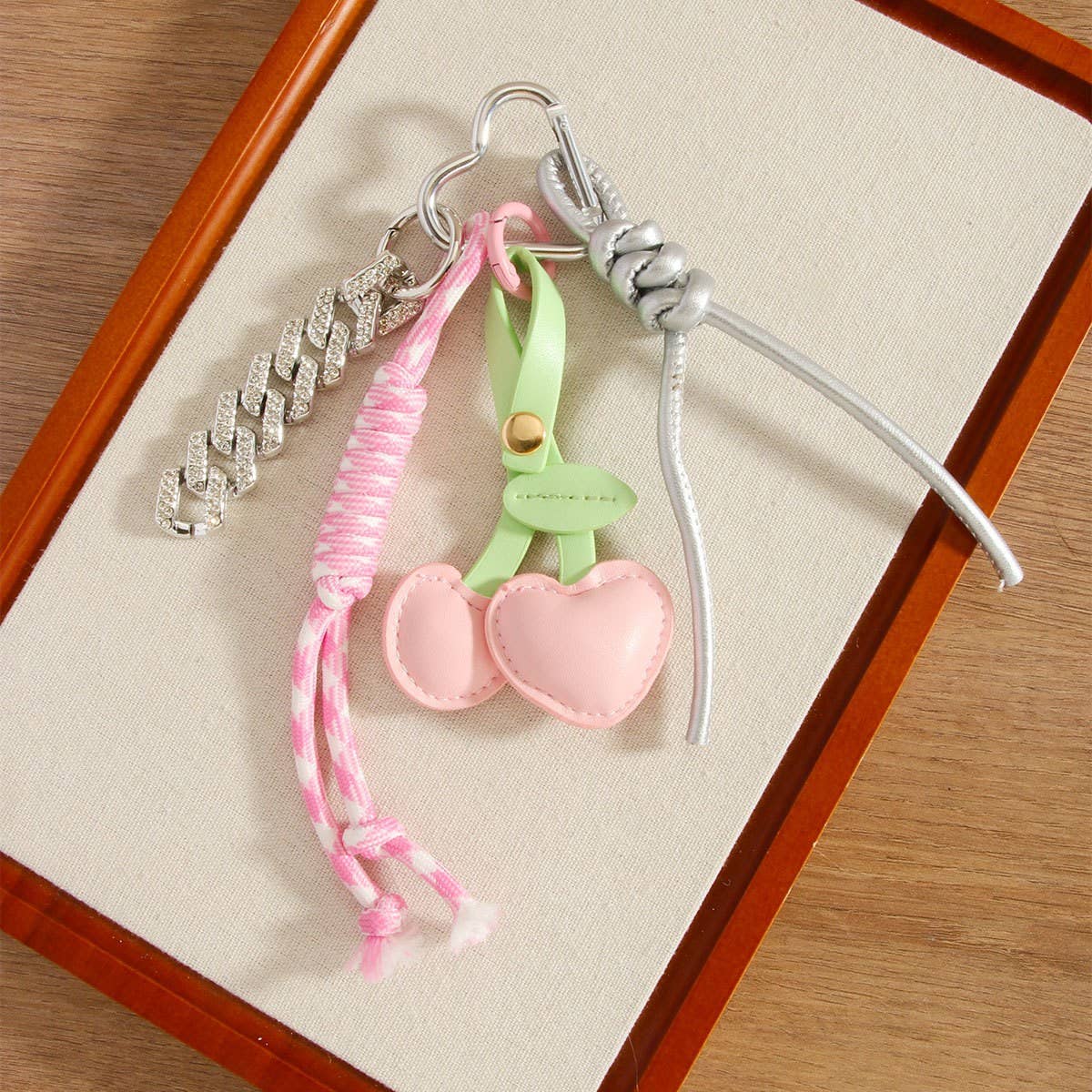 RETRO CHERRY FRUIT KEYCHAIN WITH PU DETAIL_CWMM7632