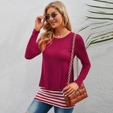 Two Fake Crew-Neck Stretch Striped T-Shirt