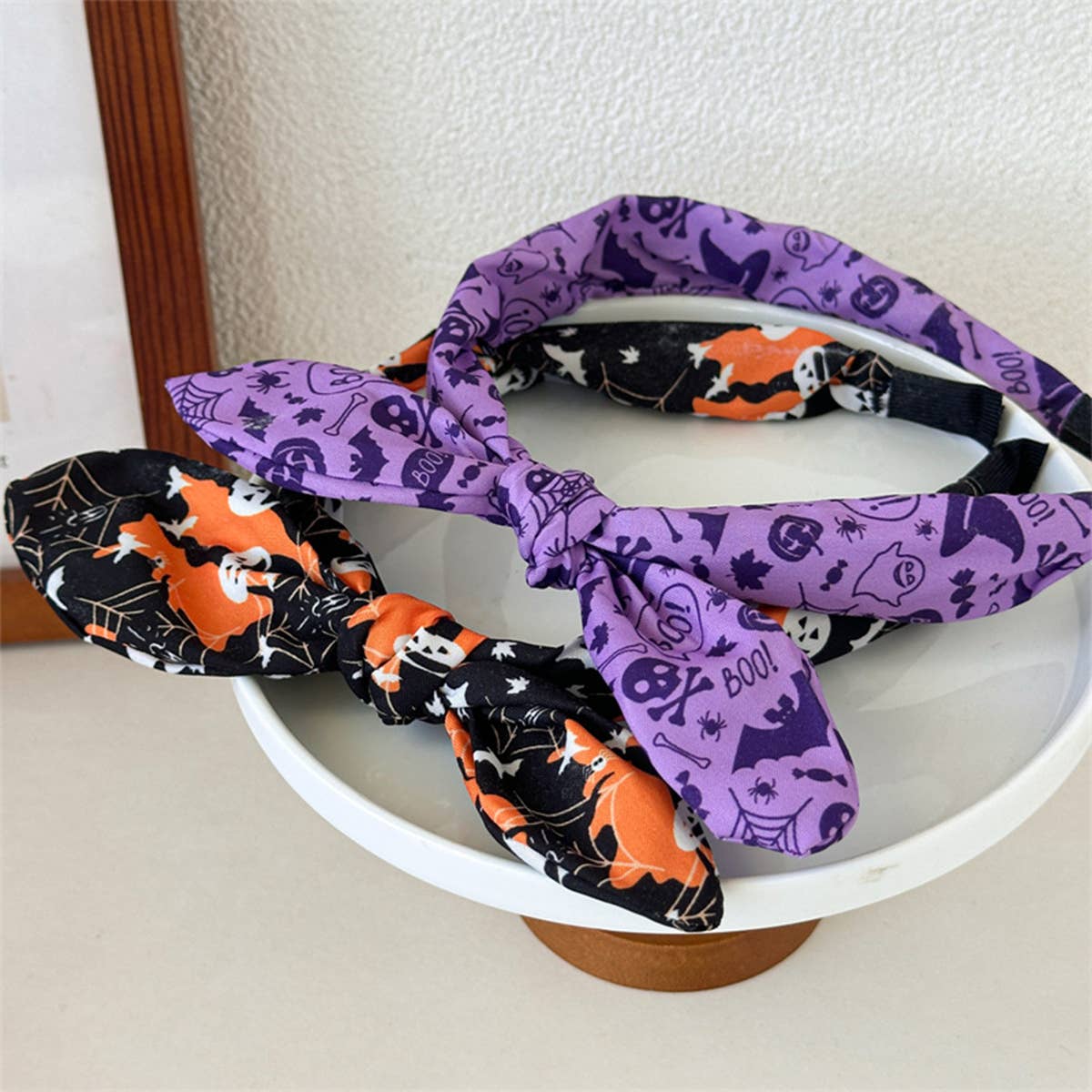 Halloween Skull Bunny Ear Headband Print_Cwaha07597
