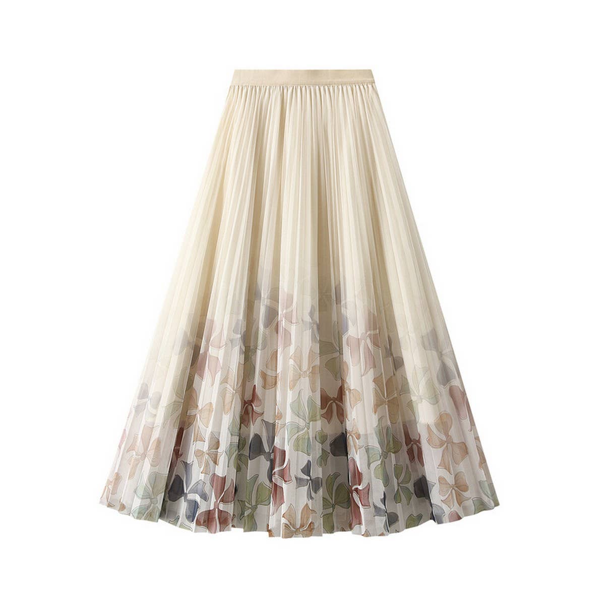 FLORAL PRINT TULLE PLEATED MIDI SKIRT_CWBMS0406