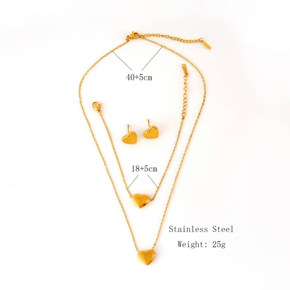 Womens Stainle Steel Heart Jewelry 3-Piece Set_Cwmm8880