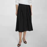 PLEATED SKIRT HIGH WAIST ZIPPER LONGSKIRTMIDISKIRT_CWBSS0419