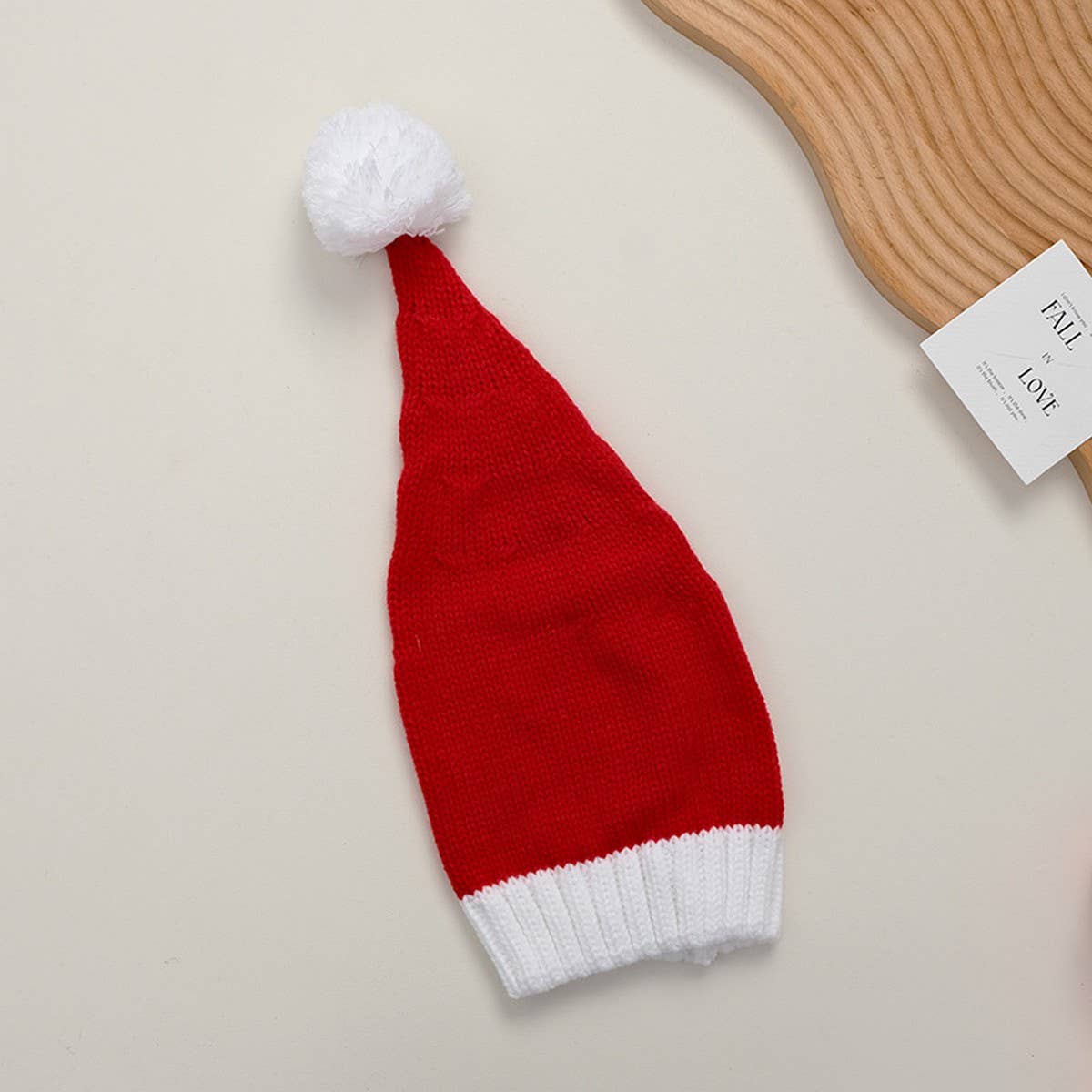 Cwah04352_Red White Christmas Knit Beanie Hat