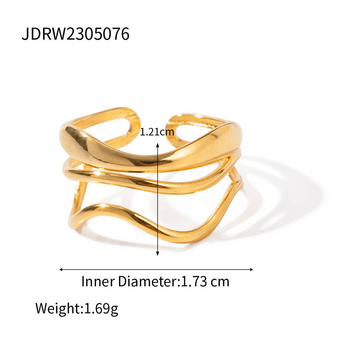 18K GOLD PLATED MULTI LAYERED WATER RIPPLE RING_CWAJE1239
