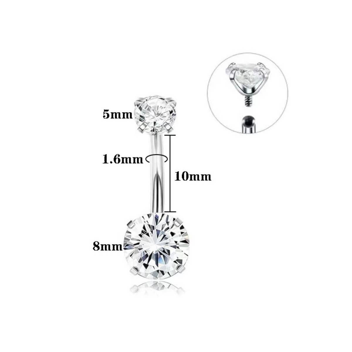 DOUBLE CZ BALL BELLY RING PRONG SET DESIGN_CWMM9189
