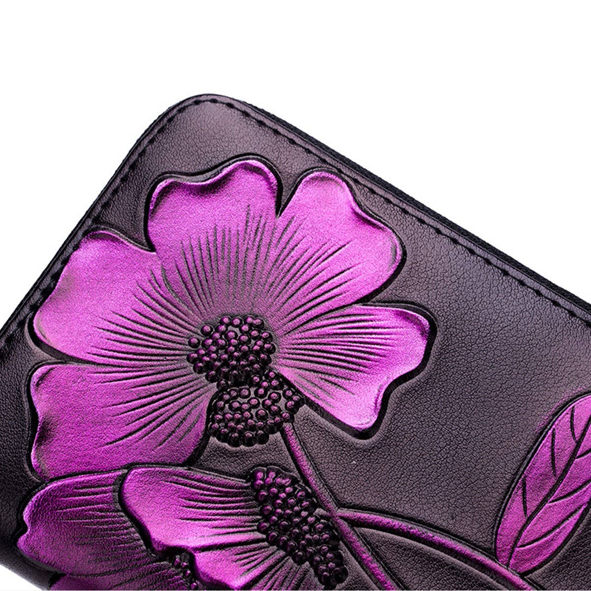 FASHION COWHIDE LONG ZIPPER GENUINE LEATHER WALLET_CWAB3736