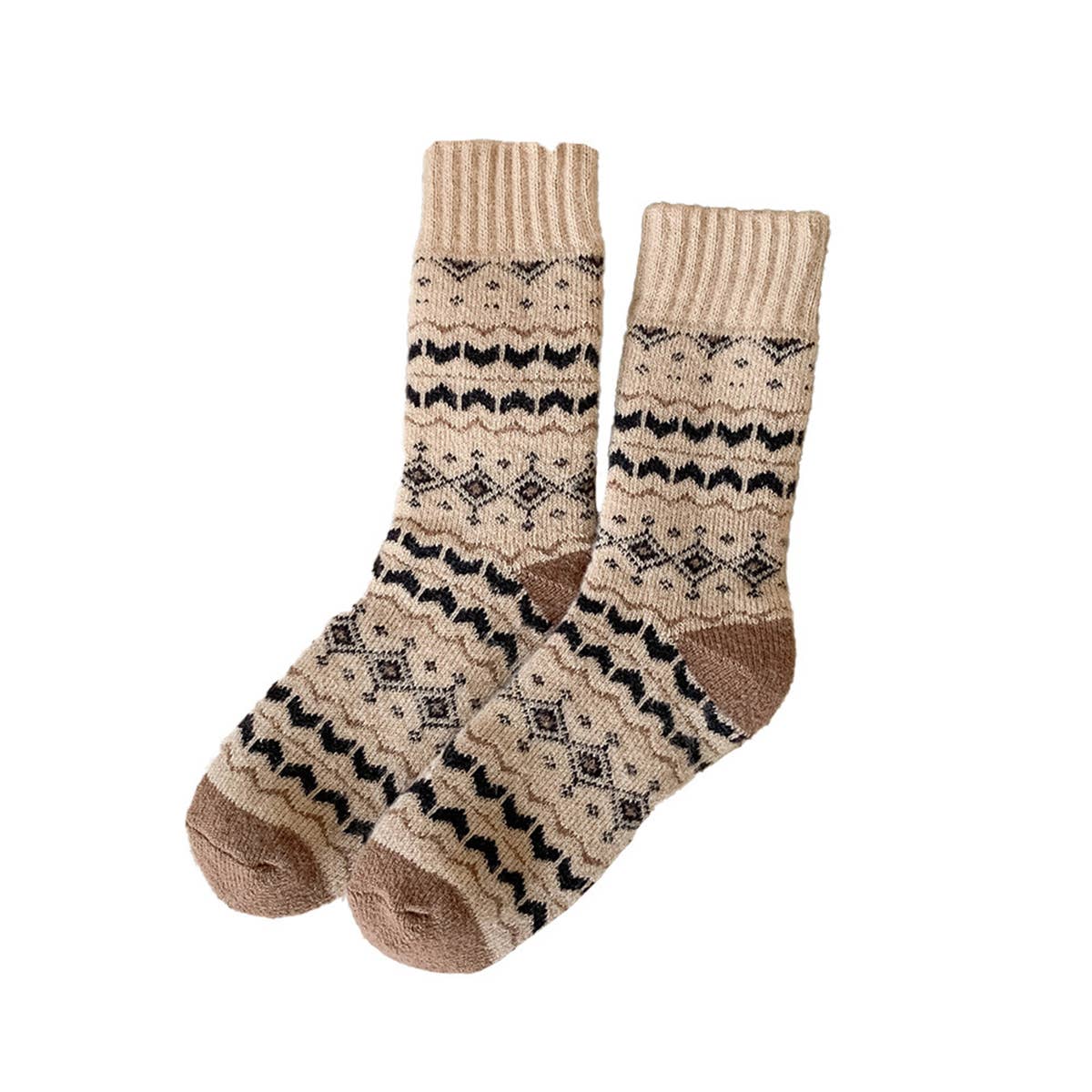 Extra Thick Wool Fair Isle Winter Socks_Cwms03218