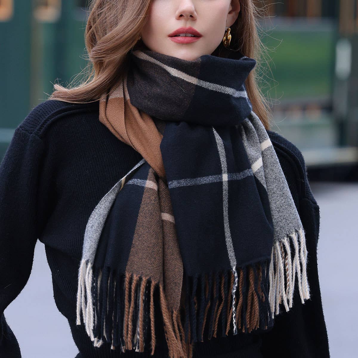 DOPAMINE COLOR MATCHING CASHMERE SCARF WARM_CWASC0220