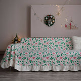 CHRISTMAS PRINT RUFFLED RETRO SOFA THROW_CWMM1657