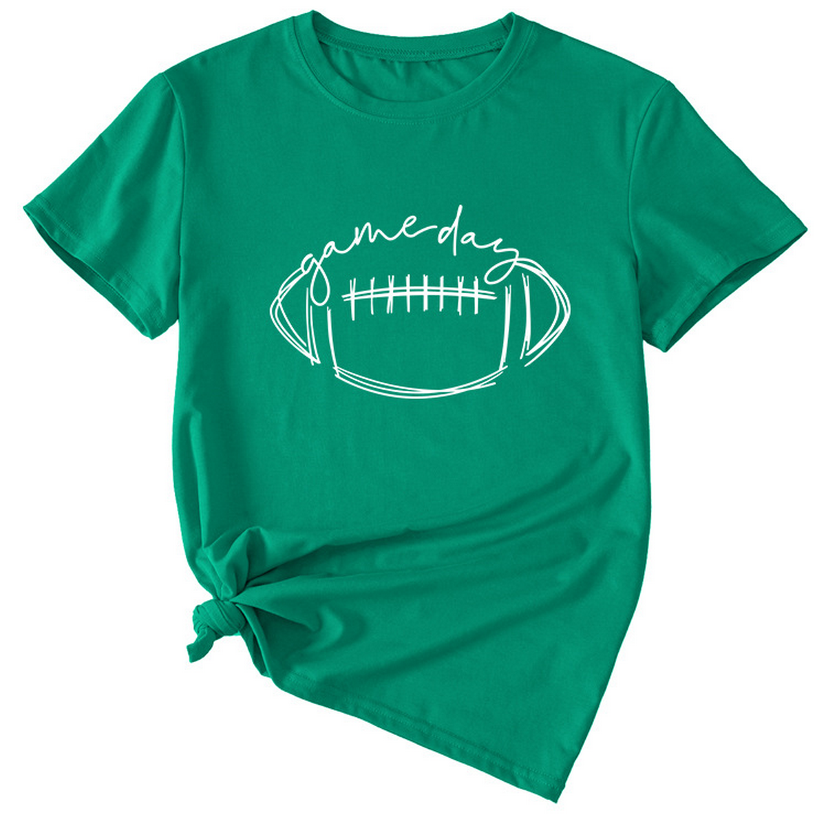 Wome Casual Tee With Fun Football Print_Cwdsd8368