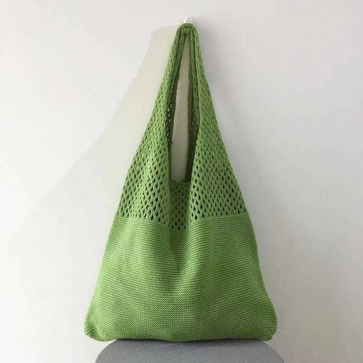 Cwab4568_Hollow Knit Large Capacity Shoulder Tote Bag