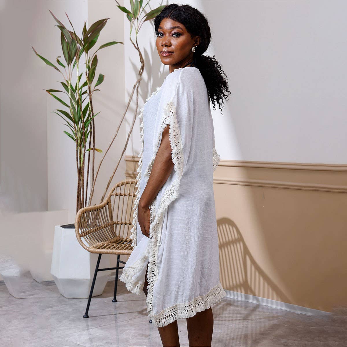 Womens Tassel Beachver-Up Dress For Bikini_Cwmm6195