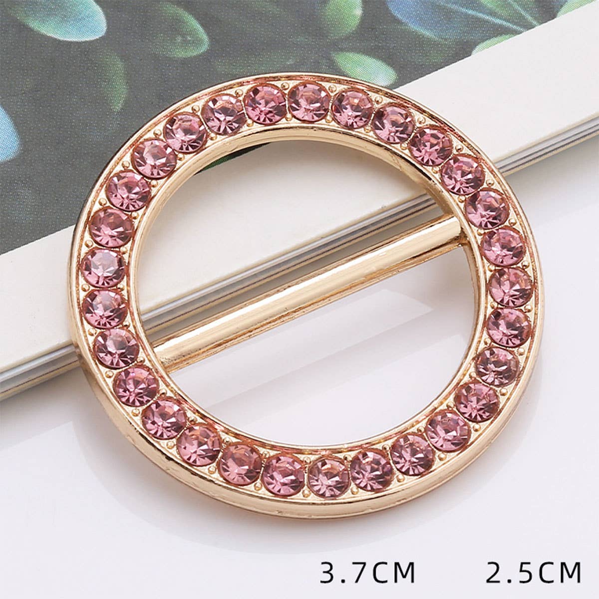 METAL RING PINK DIAMOND SCARF RING WITH NO UPKEEP_CWMM2158