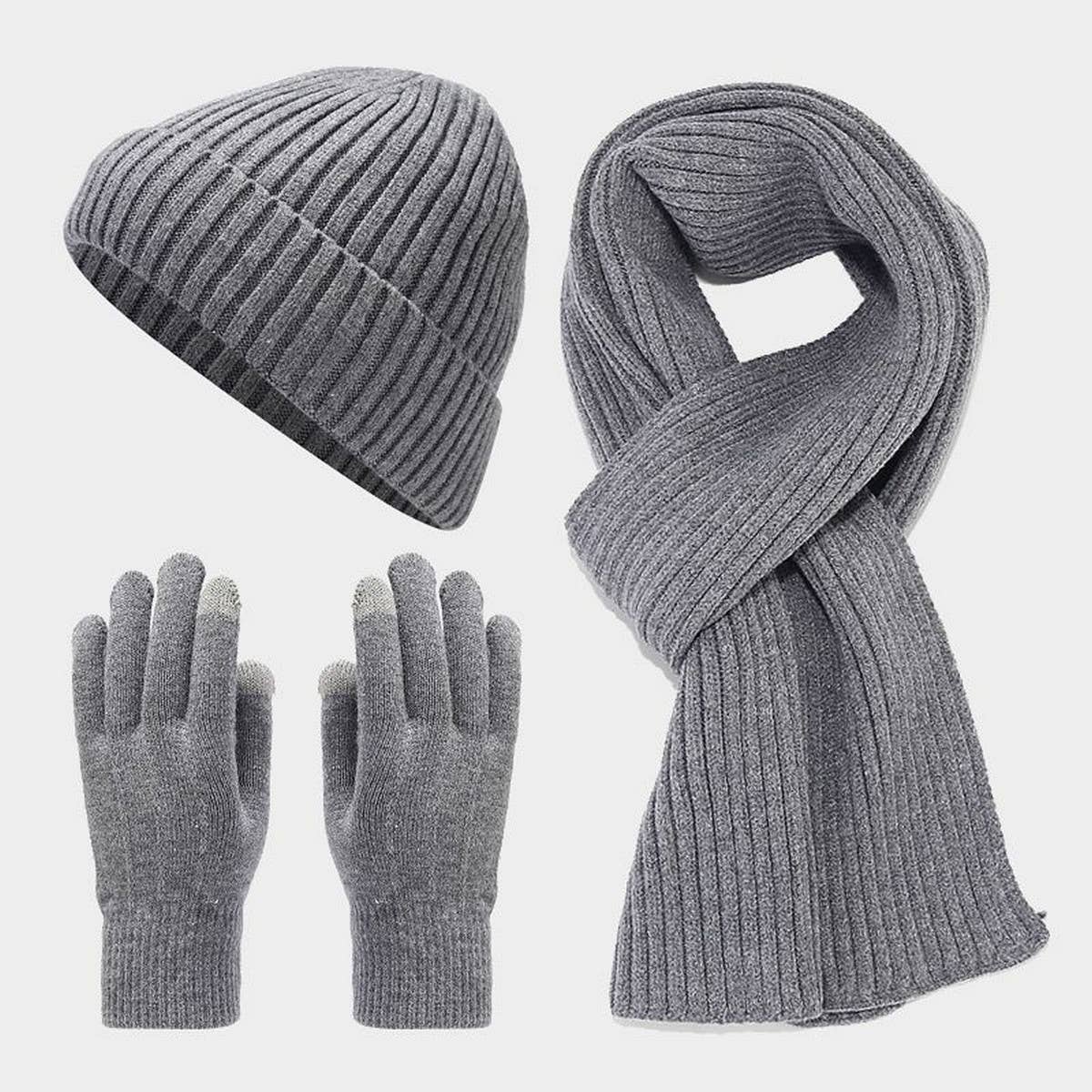 THICK WARM SCARF GLOVES HAT THREE PIECE SET_CWAH1584