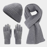 THICK WARM SCARF GLOVES HAT THREE PIECE SET_CWAH1584