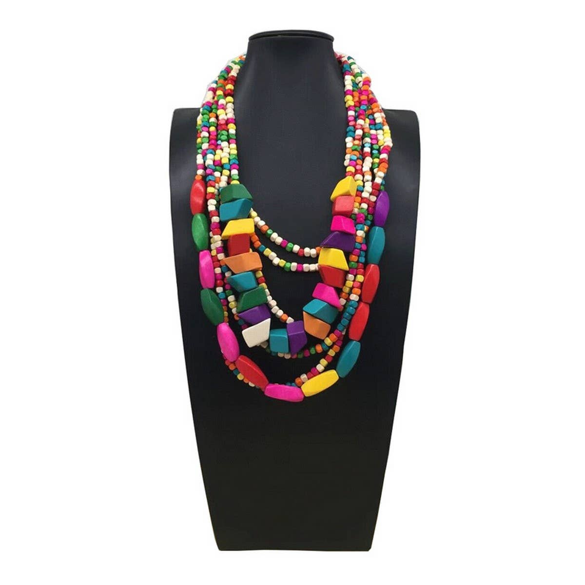COLORFUL WOODEN MULTI LAYERED LONG NECKLACE_CWMM4557