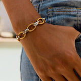 MODERN 18K GOLD SILVER ROPE CROSS CHAIN BRACELET_CWAJE4822