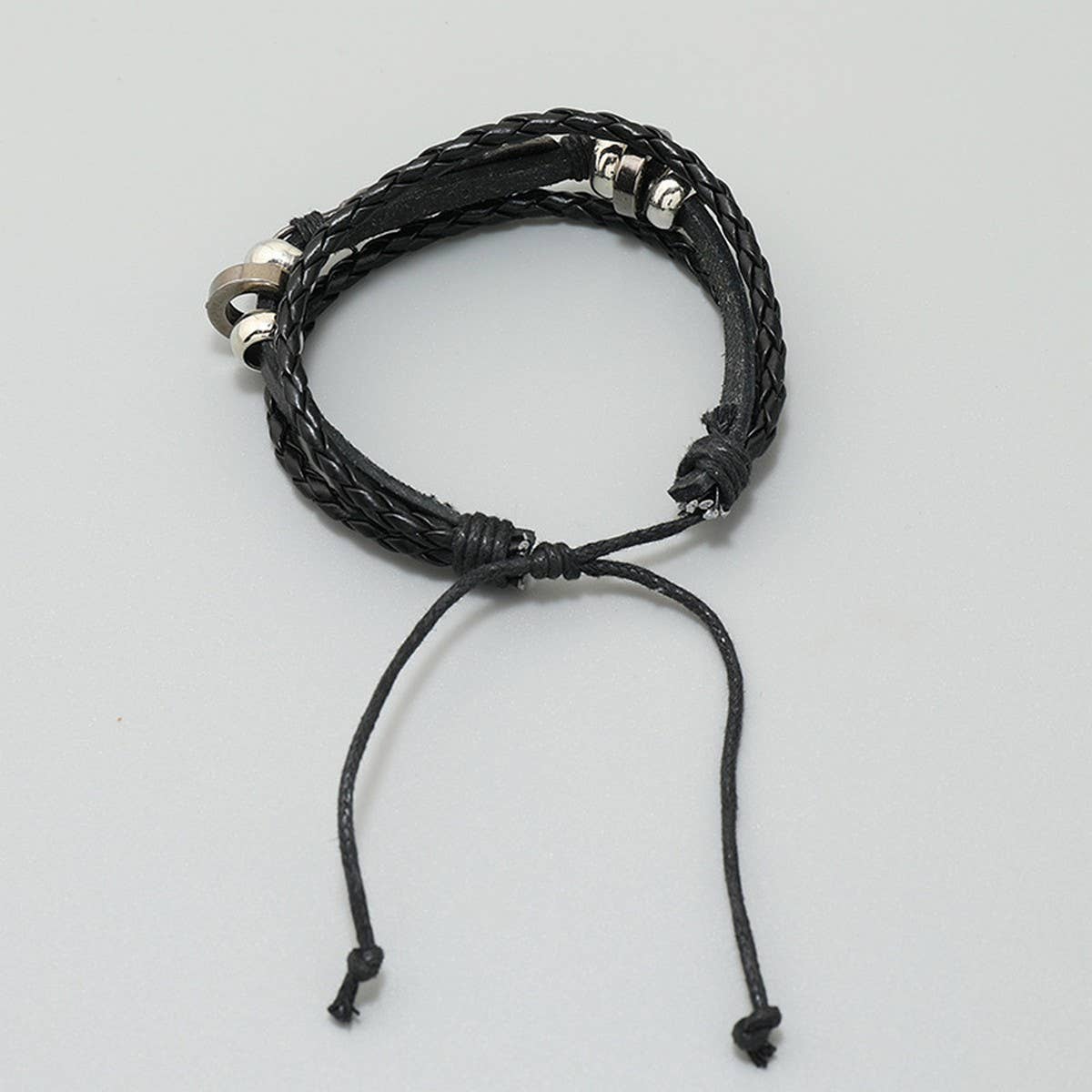 SIMPLE ALLOY FEATHER BEADED LEATHER BRACELET_CWMM4520
