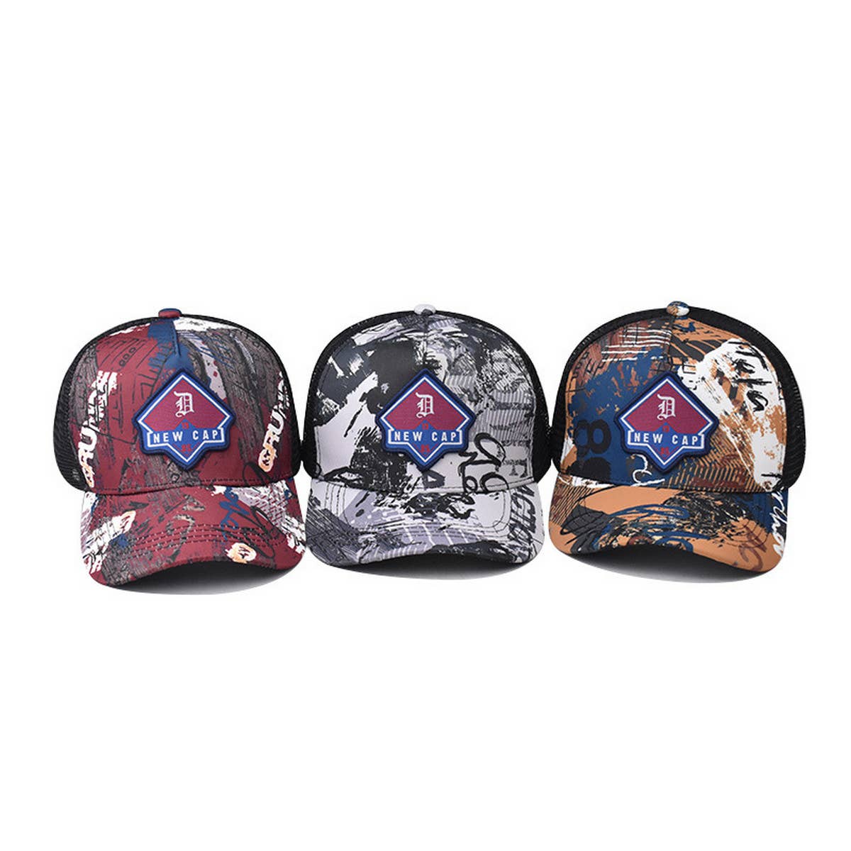 Vintage Letter Patch Graffiti Trucker Hat_Cwah1369