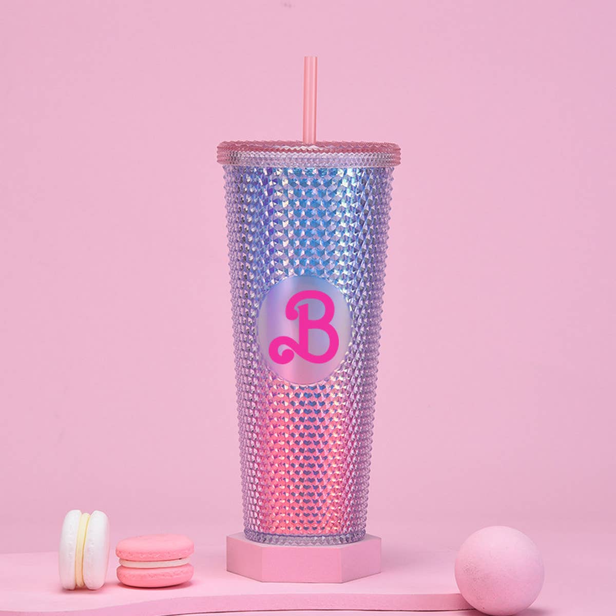 DOUBLE LAYER PORTABLE PLASTIC STRAW DIAMOND CUP_CWMM0978