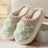 CHECKERED FUZZY WARM SLIPPERS COZY STYLISH_CWSHS0270
