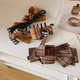Plaid Bow Banana Hairclip Retro Ponytail Barrette_Cwaha07794