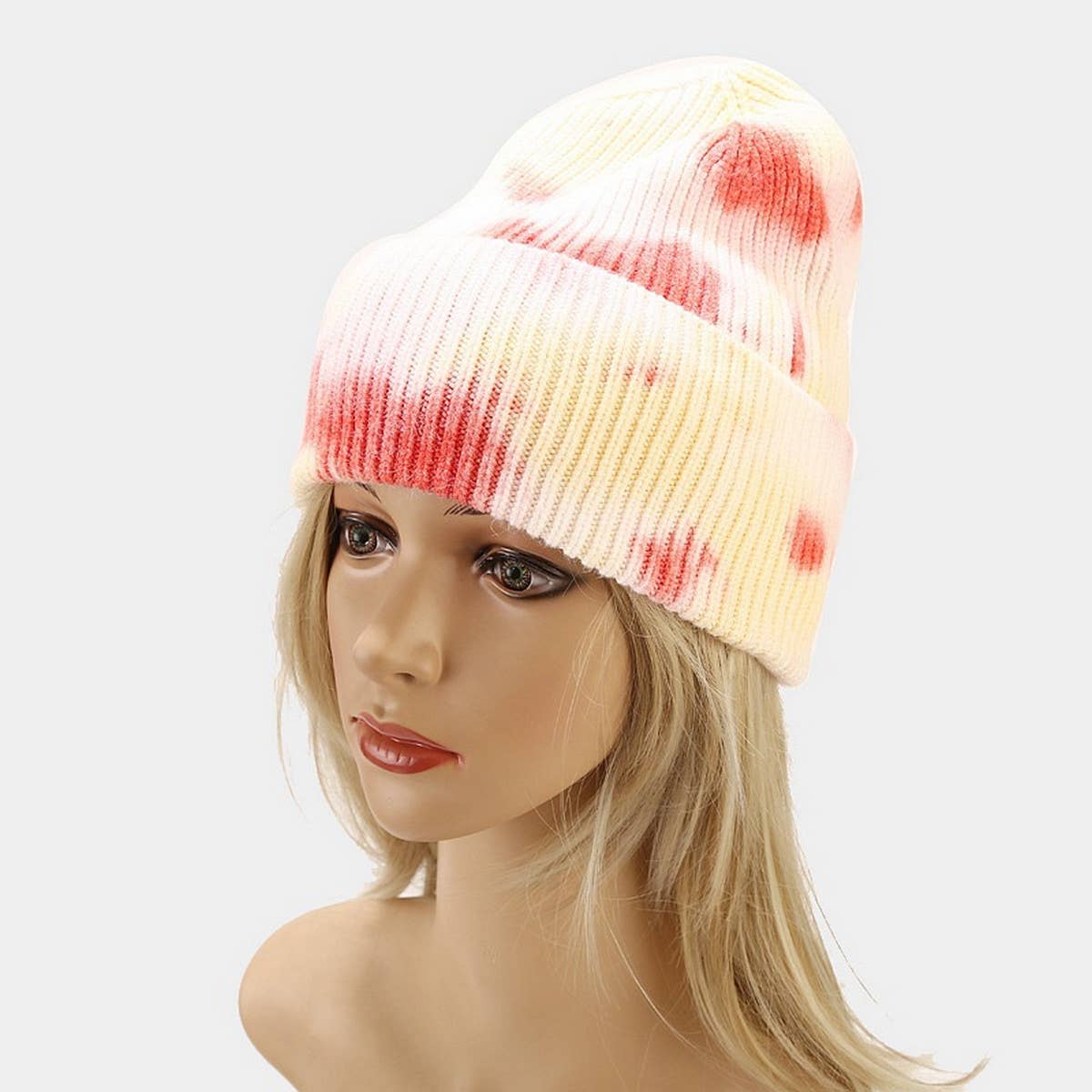 OUTDOOR WARM CURLED EDGE TIE DYE KNITTED HAT_CWAH1593