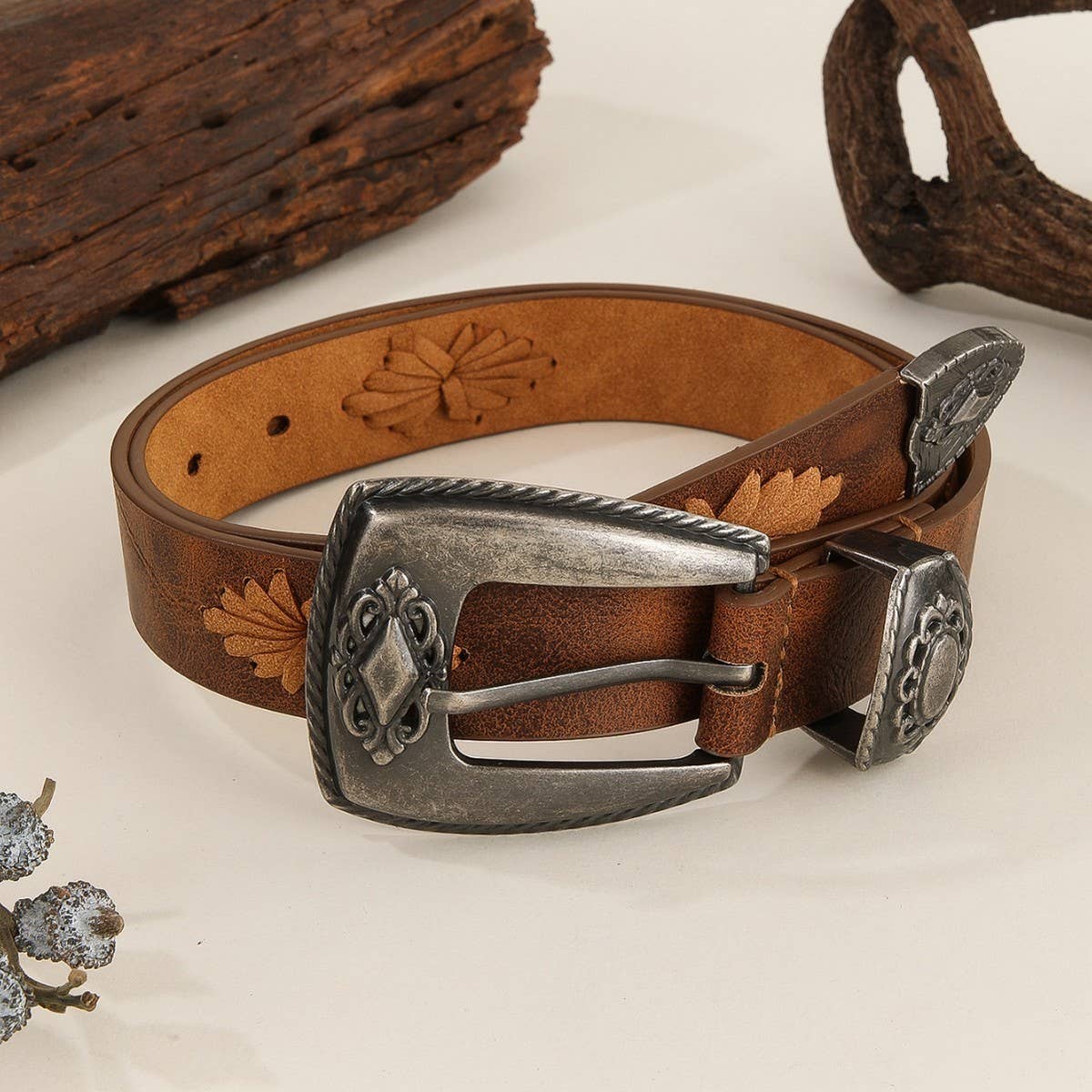 DENIM STYLE HAND WOVEN STRING PUNK STYLE RIVET BELT_CWMM3958