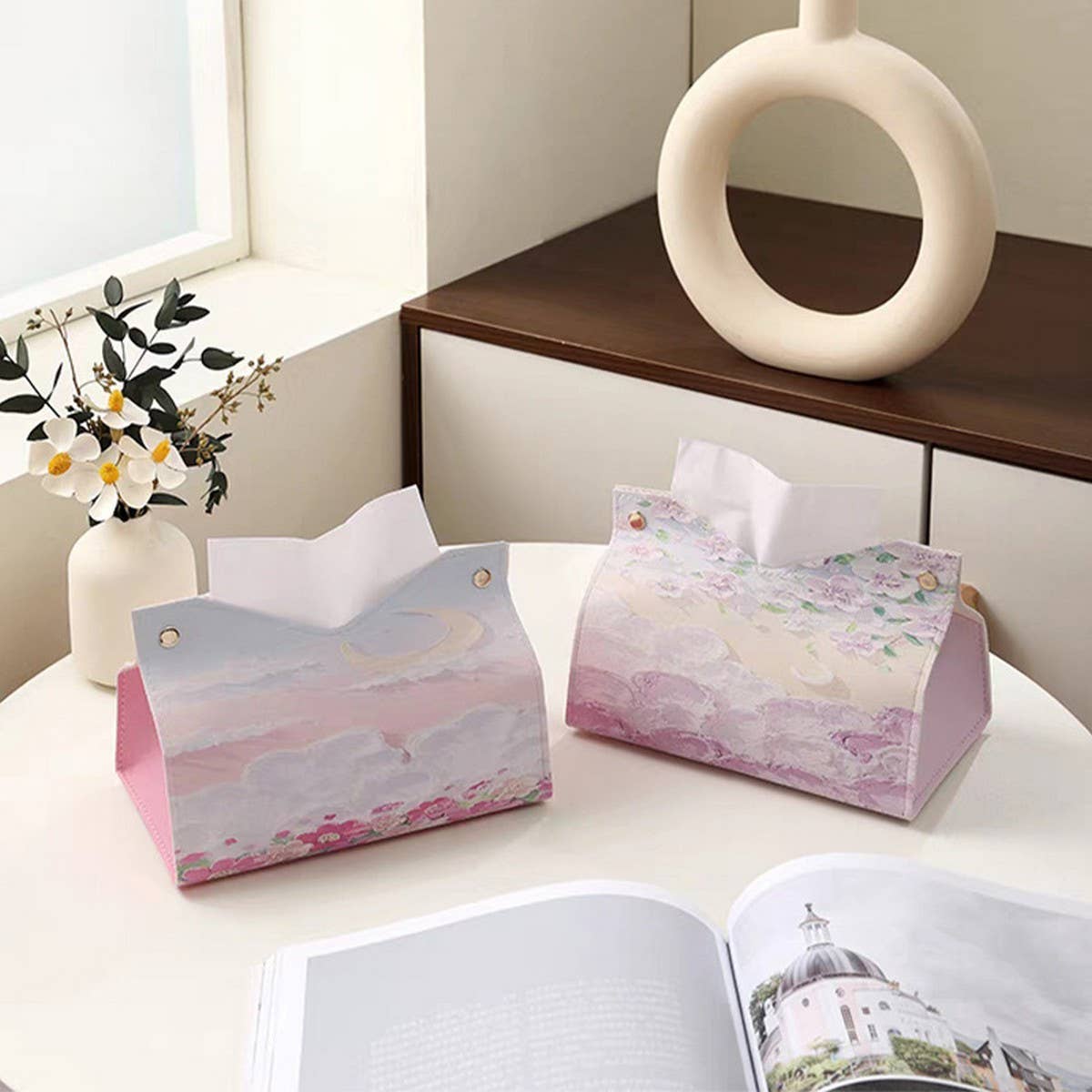 LIGHT LUXURY FOLDING OIL PAINTING STYLE TISSUE BOX_CWMM2251