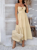 Solid Color High-Waisted Dinner Halter Dress